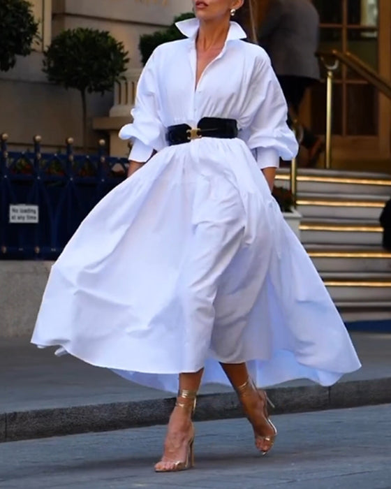 Robe décontractée ample et complète de couleur unie