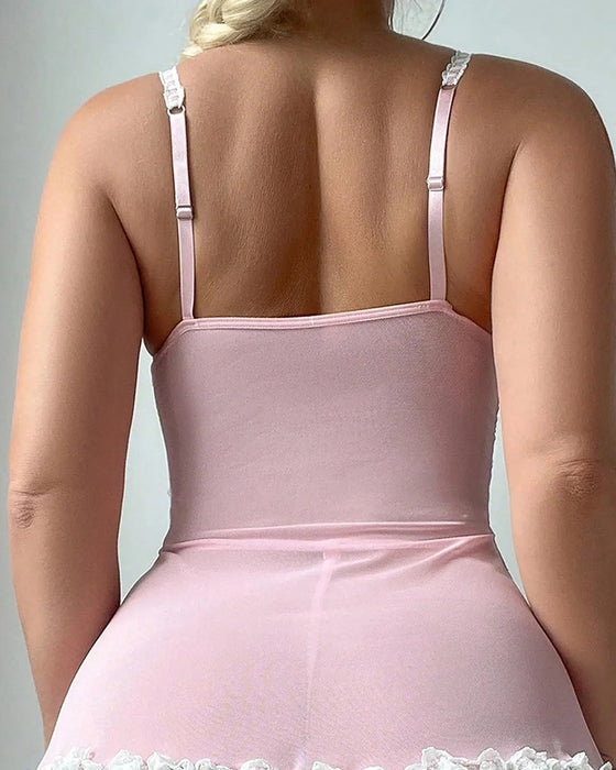Lingerie Imprimée Dentelle Transparente