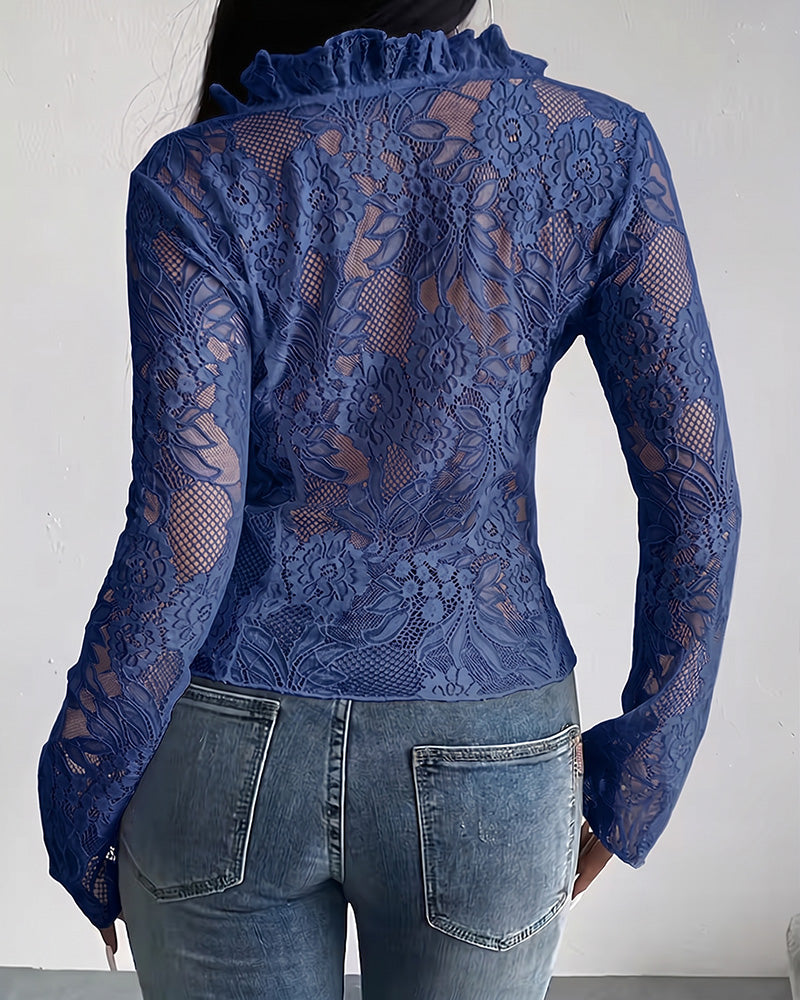 Blouse Col En V Attacher Dentelle