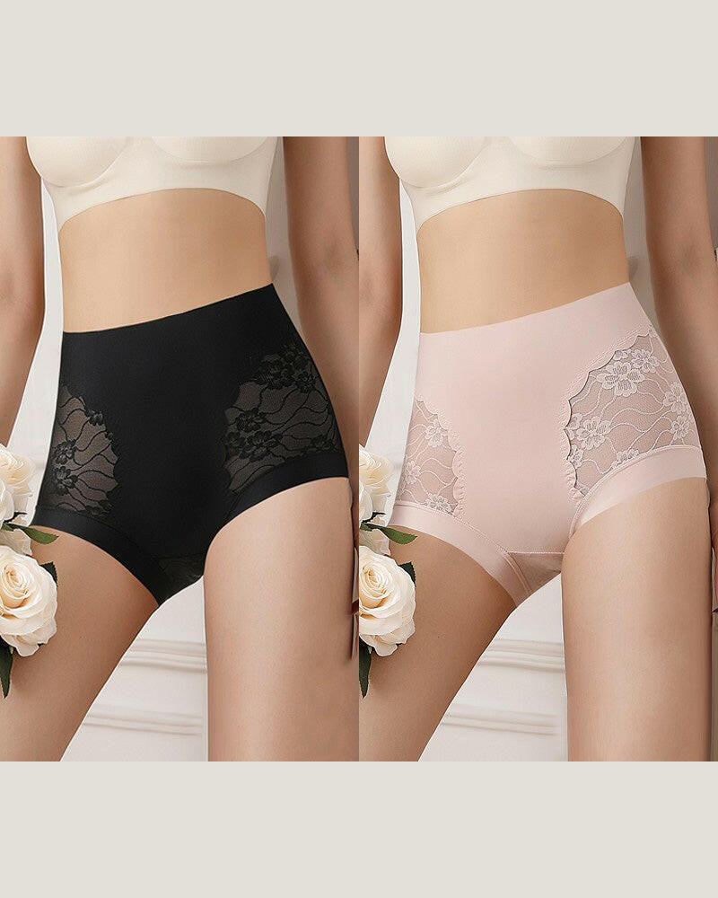 Sous-Vêtements Femme Taille Haute Dentelle Sans Couture Extensible Soyeux
