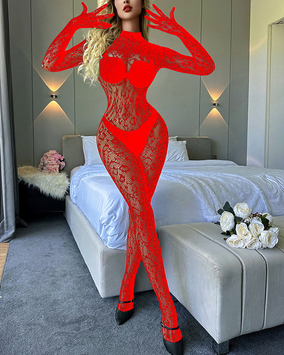 Sous-Vêtements Manches Longues Une-Pièce Bas-Réseau