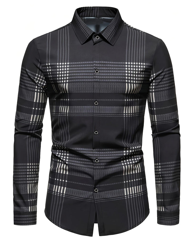 Chemise À Carreaux Casual Manches Longues