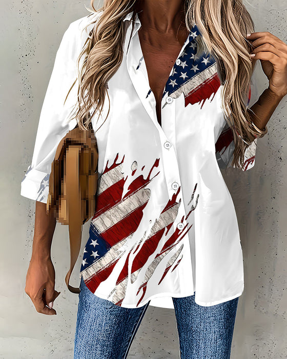 Blouse Imprimé Drapeau Boutonnage
