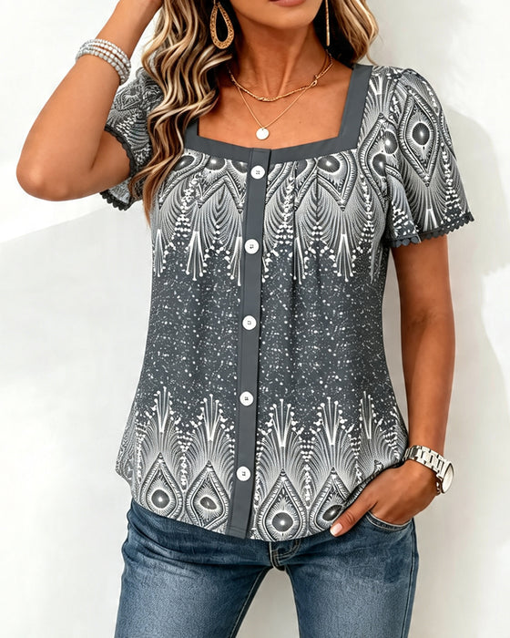 T-Shirt Bohème Carré Encolure