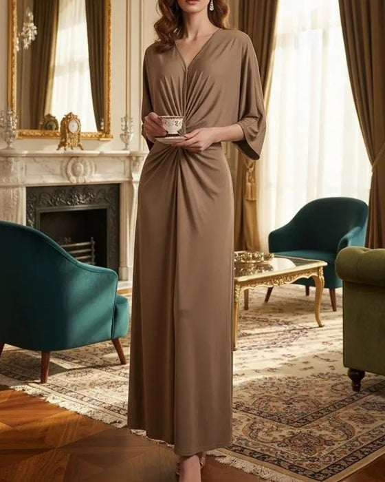 Robe Décontractée Unie À Col V