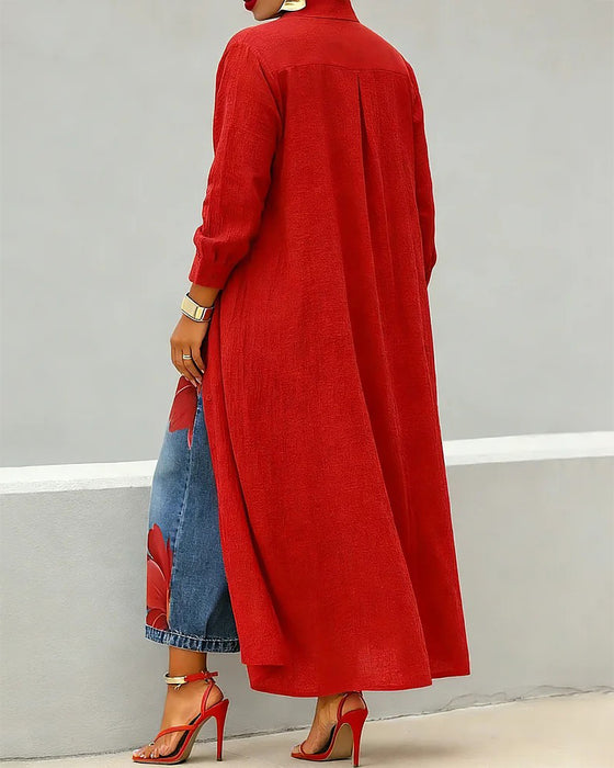 Robe Chemise Élégante À Manches Longues
