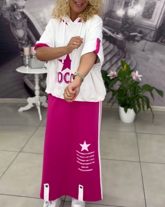 Ensemble À Capuche Cordon Jupe Imprimée