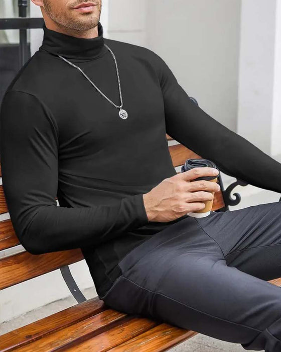 Blouse Col Haut Slim Fit Unie Homme