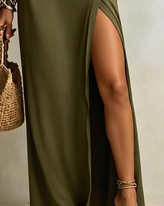 Robe À Épaule Inclinée Et Fente