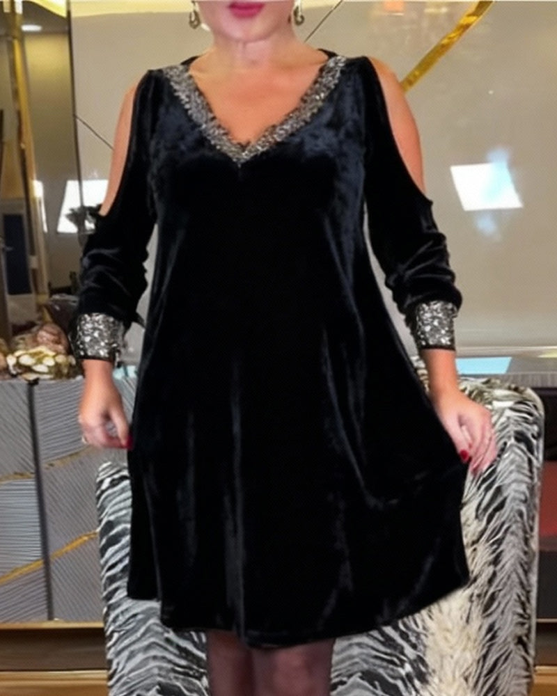 Robe Sexy Bustier Scintillant Col En V