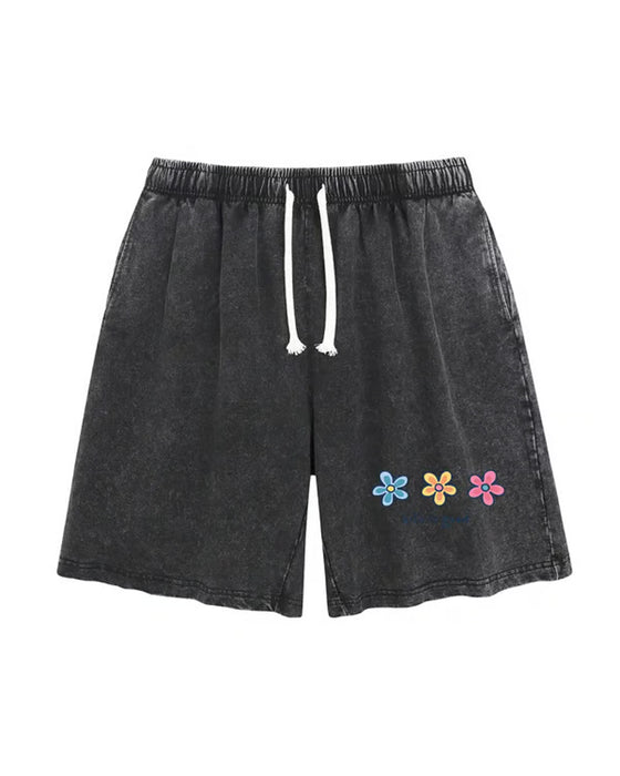 Short Imprimé Fleur Élastique Cordond Tirage
