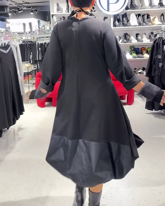 Robe couleur unie patchwork tendance