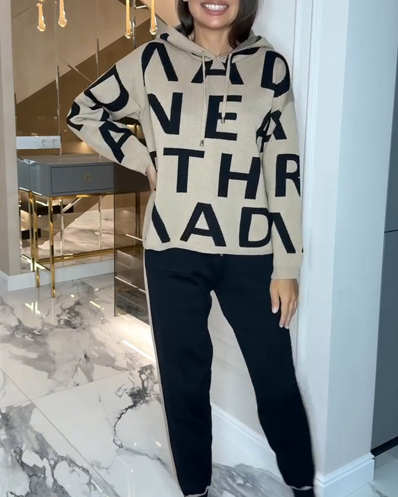 Ensemble Deux-Pièces À Capuche Et Imprimé Lettre
