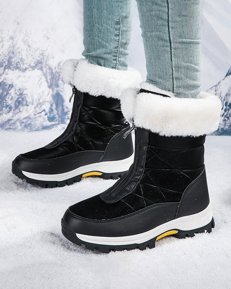 Bottes De Neige Chaudes Antidérapantes À Fermeture Éclair Pour Femmes