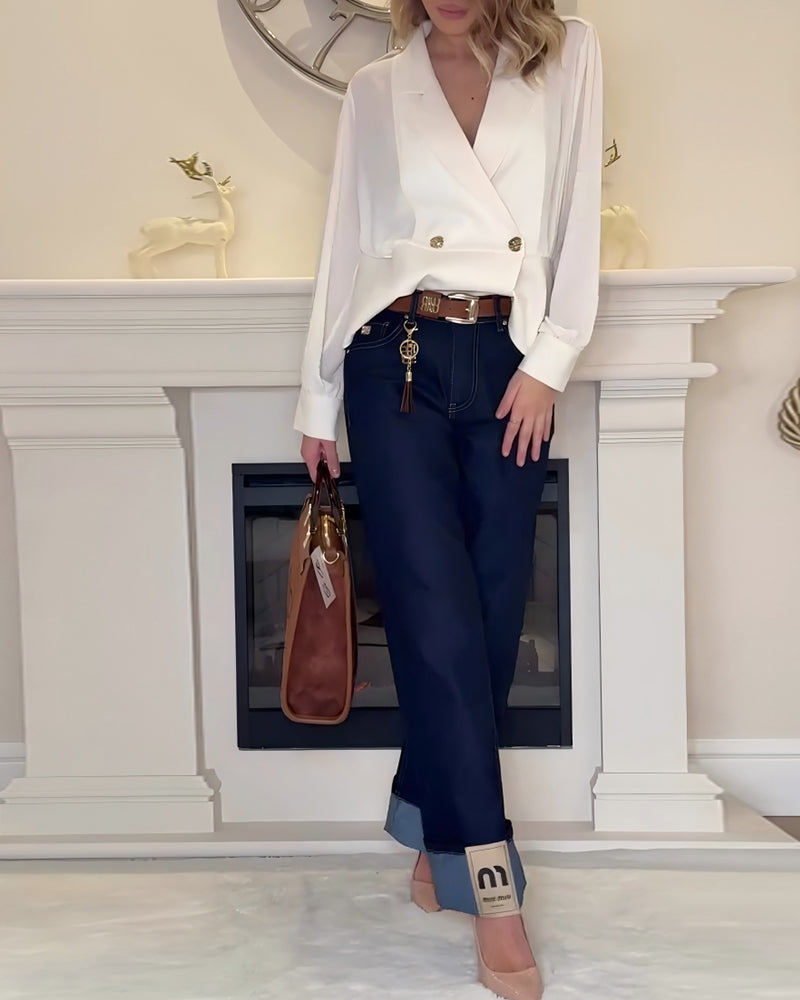 Haut Unie Élégant Col Costume