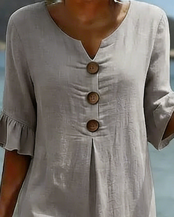 Robe Bouton Manche Volanté 100% Coton