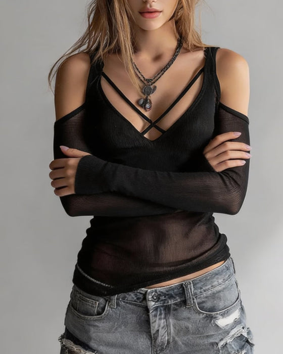 Chemisier Croisé Col V Off-Shoulder