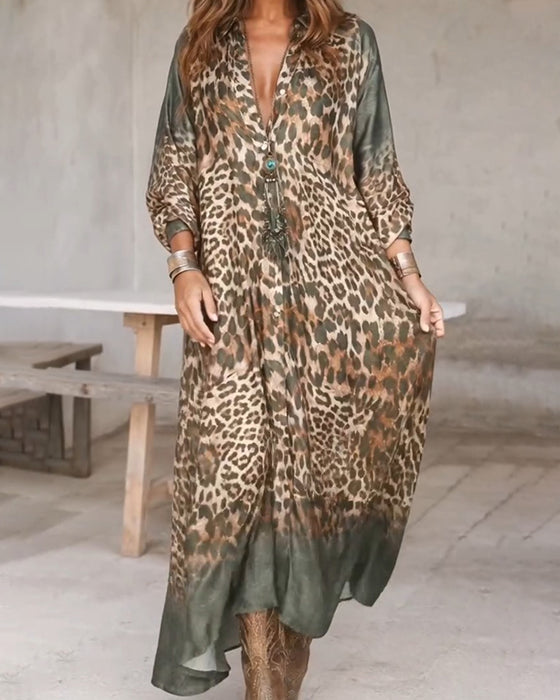 Robe Élégante Léopard Jupe Ample