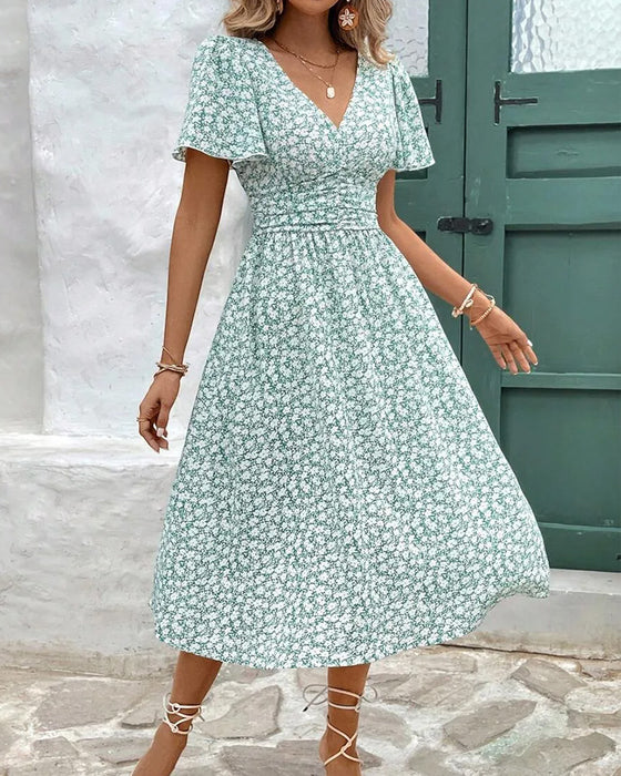 Robe Florale Col V Taille