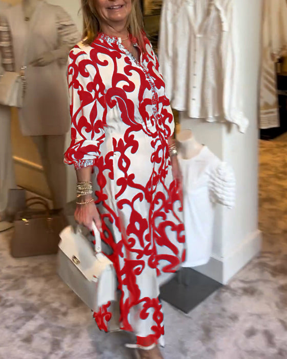 Robe ample imprimée à col en V