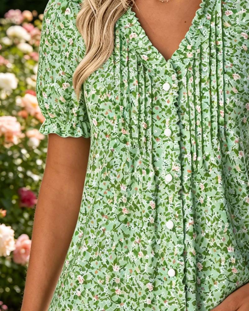 Blouse Col V Imprimé Floral