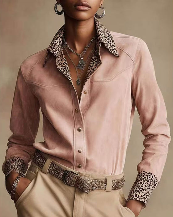 Chemise Revers Léopard Patchwork