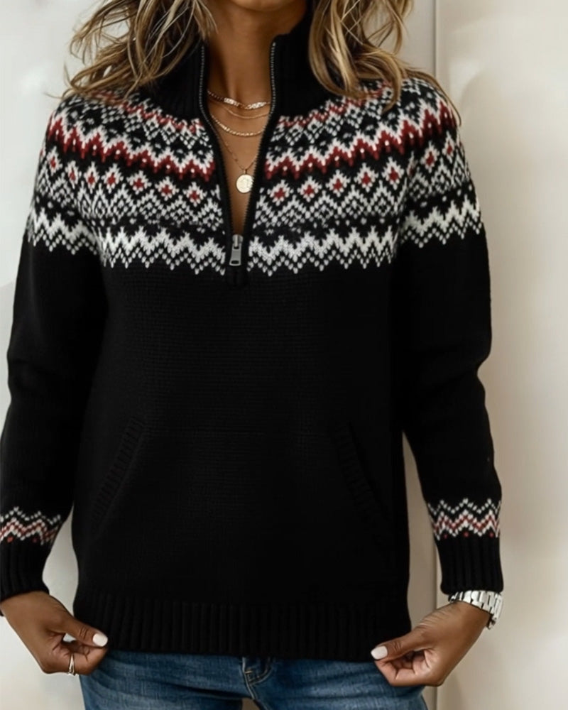 Pull Vintage Demi-Zippé Col