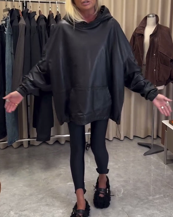 Hoodie Ample En Similicuir