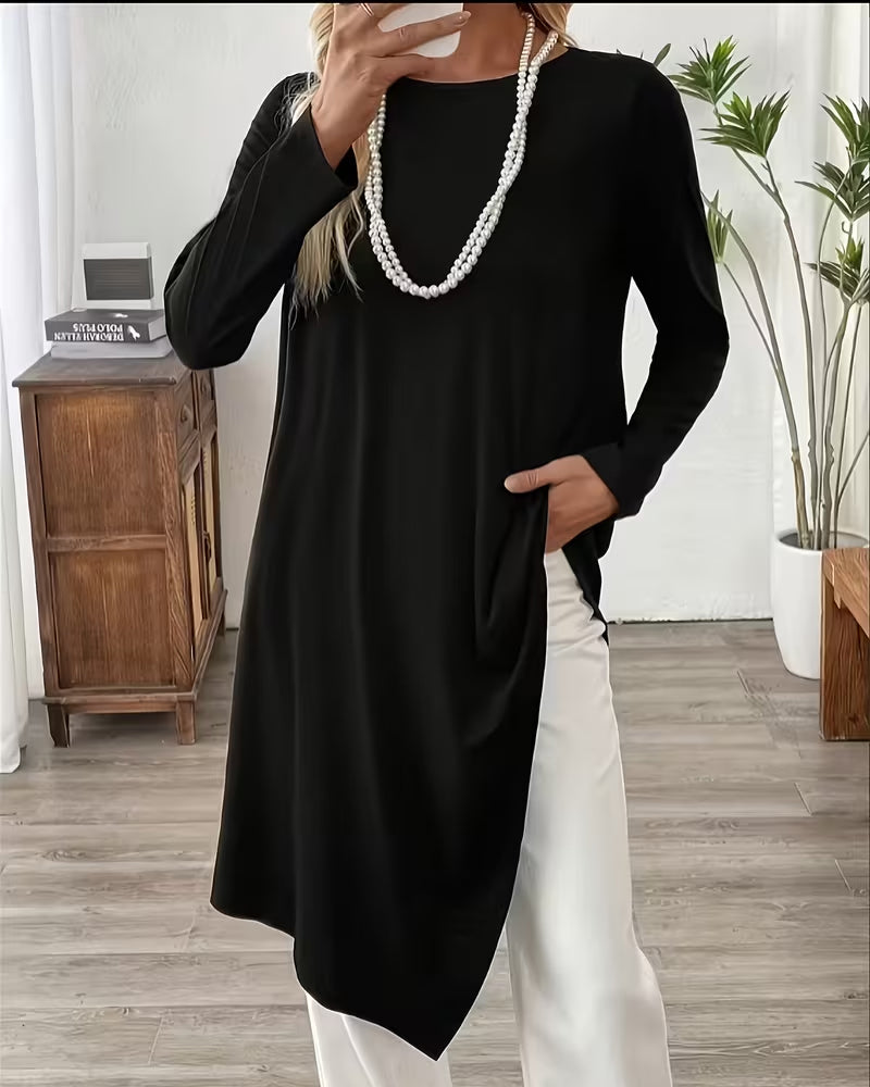 Haut Asymétrique Mi-Long Uni