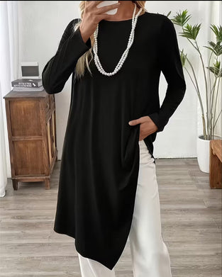 Haut Asymétrique Mi-Long Uni