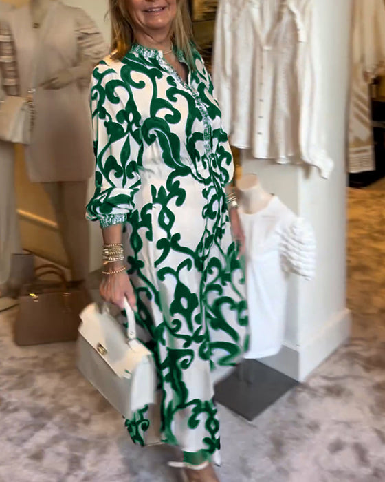 Robe ample imprimée à col en V