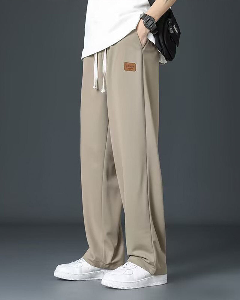 Pantalon Hommes Décontracté Cordon De Serrage Jambe Droite