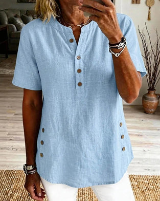 Blouse Unie Coupe Ample Manches Courtes
