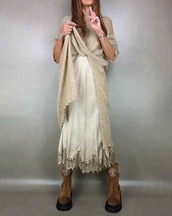 Ensemble Deux Pièces Avec Robe Tricotée Et Robe Cami En Dentelle