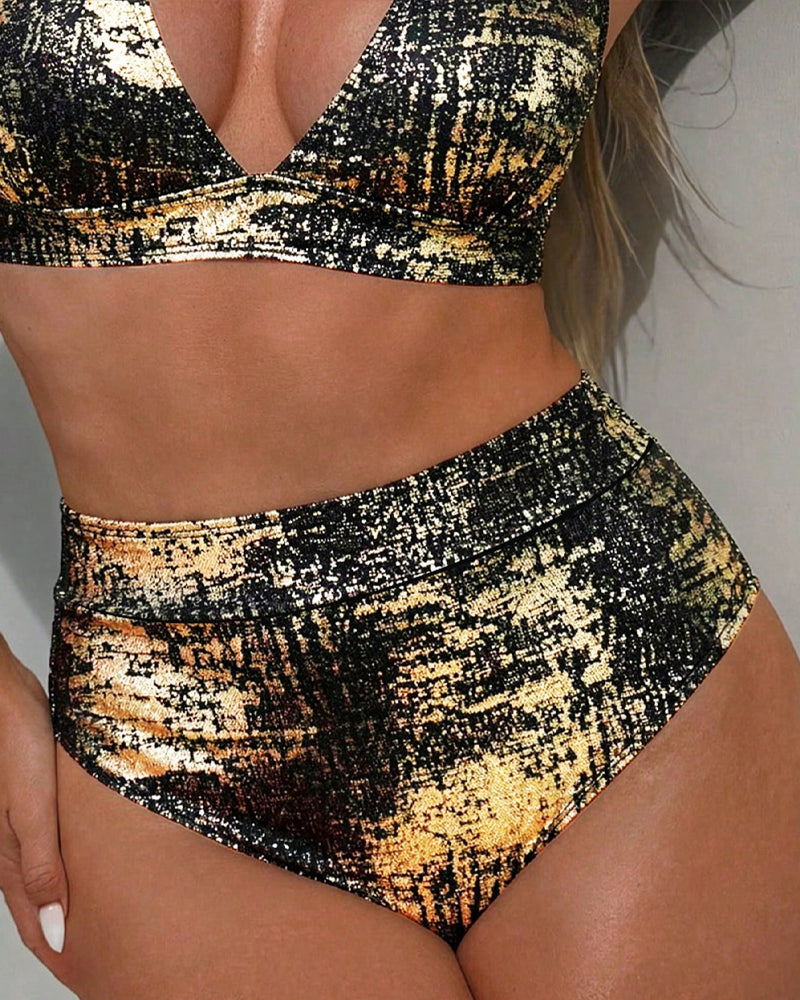 Bikini Or Brillant Taille Haute
