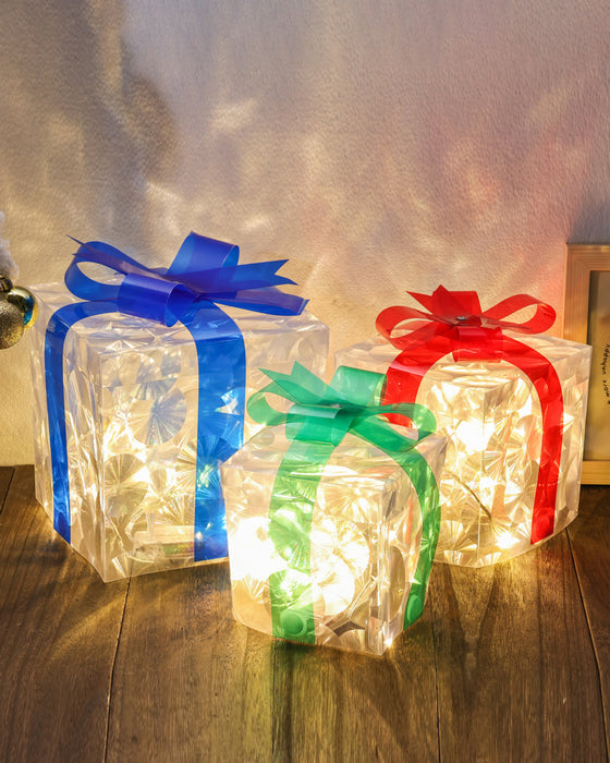 Décorations De Noël Sous Forme De Boîtes Cadeaux Lumineuses
