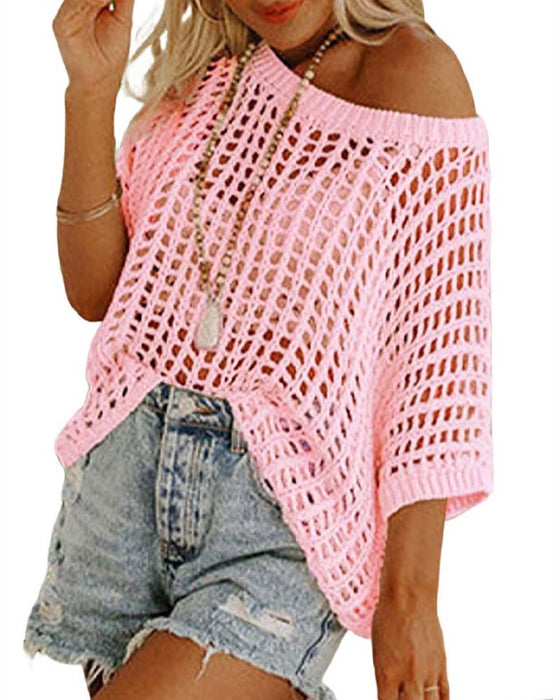 Cache-Côte Plage Cinq Manches Ajourée