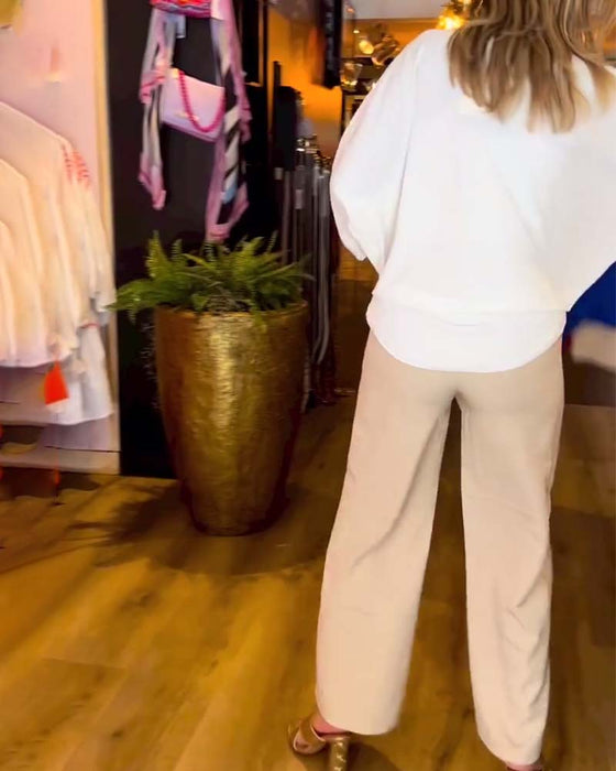 Chemisier à col en V à cravate de couleur unie