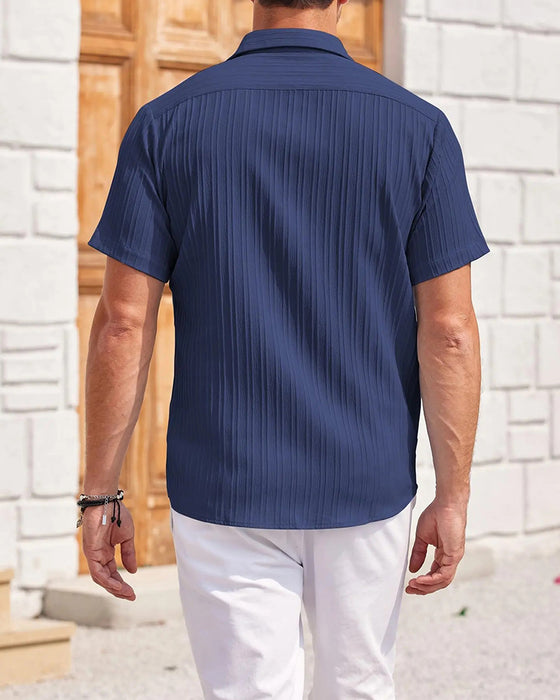 Chemise Côtelée Unie Décontractée