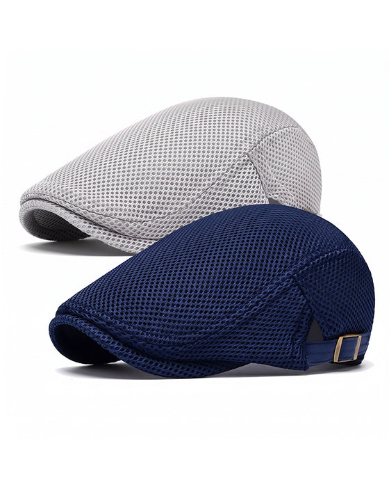 Casquette Plate En Maille Respirante Pour Homme - Béret Ivy Newsboy Ajustable Chapeau D'Été