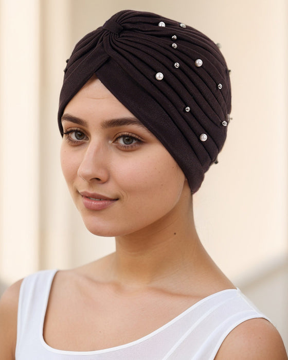 Chapeau Perle Plissé Pré-Noué Turban