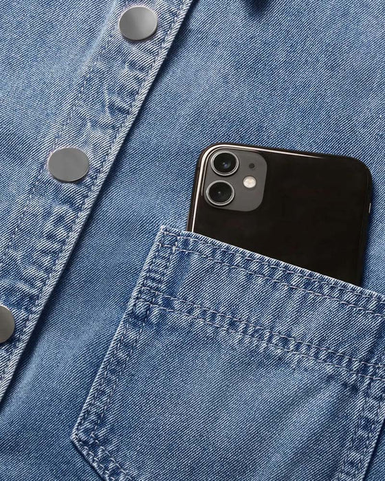 Chemise Bouton Pression Denim Manche Lanterne Lâche