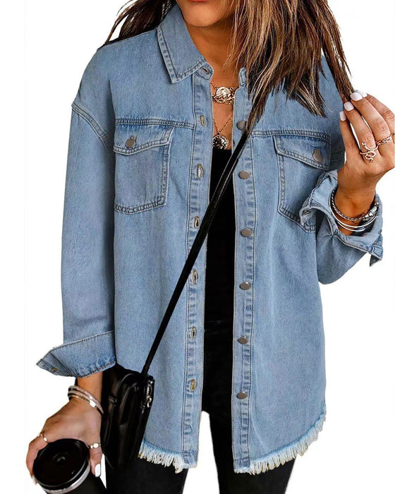 Chemise Effiloché Ourlet Lavé