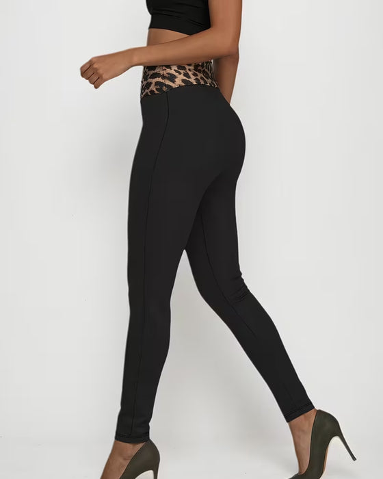 Pantalon Taille Haute Léopard Imprimé Serré Skinny