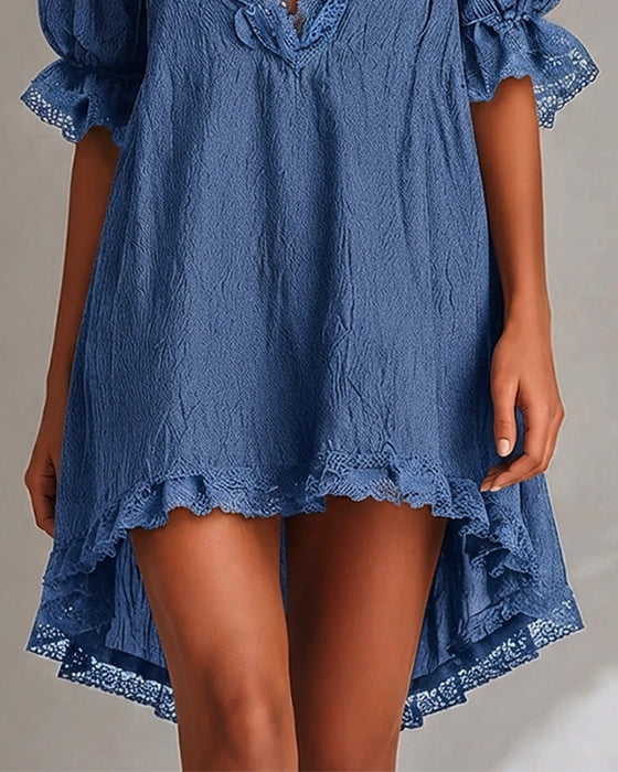 Robe Dentelle Patchwork Asymétrique
