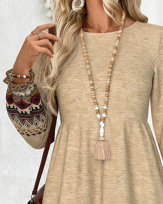 Robe Col Rond A-Ligne