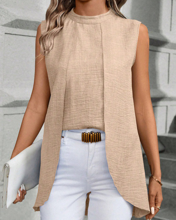 Haut sans manches élégant de couleur unie