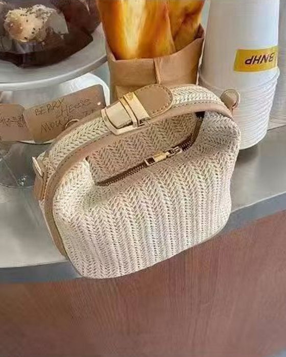 Sac à Boîte à Lunch Tressé en Paille