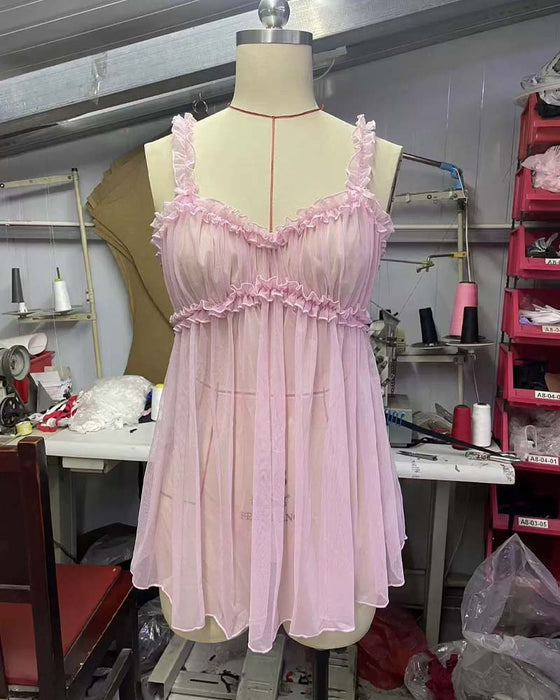 Nuit Transparent Mesh Bretelles Sexy