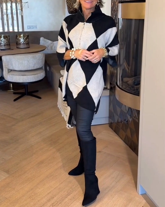 Pull Col Montant Argyle Irrégulier